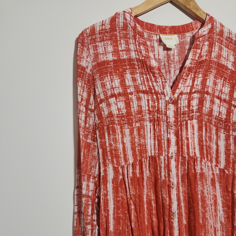 Maeve Graphic Print Tunic Button Up Blouse - Picture 2 of 8